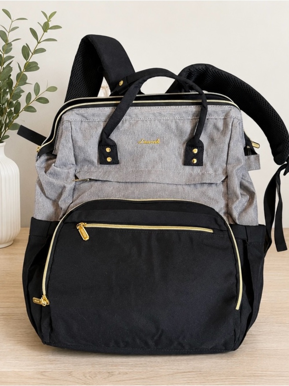 Loveook Two-Tone Gray and Black laptop Travel Backpack